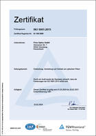 ISO 9001:2015 QS-Zertifikat Prinz Optics